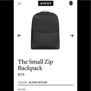 Away The Small Zip Backpack Black Nylon